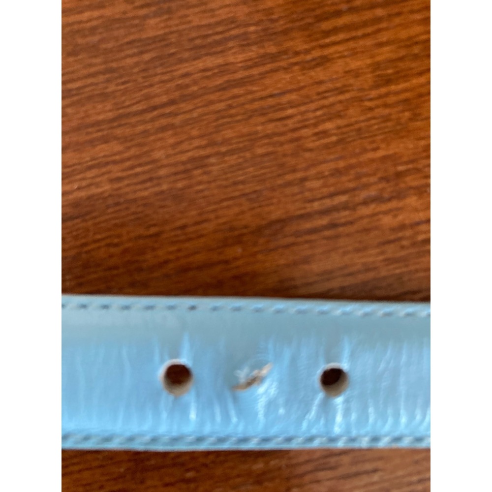 Beacon Hill Sky Blue Semi-Aniline Leather Skinny Belt Silver Western Buckle L - Picture 12 of 13
